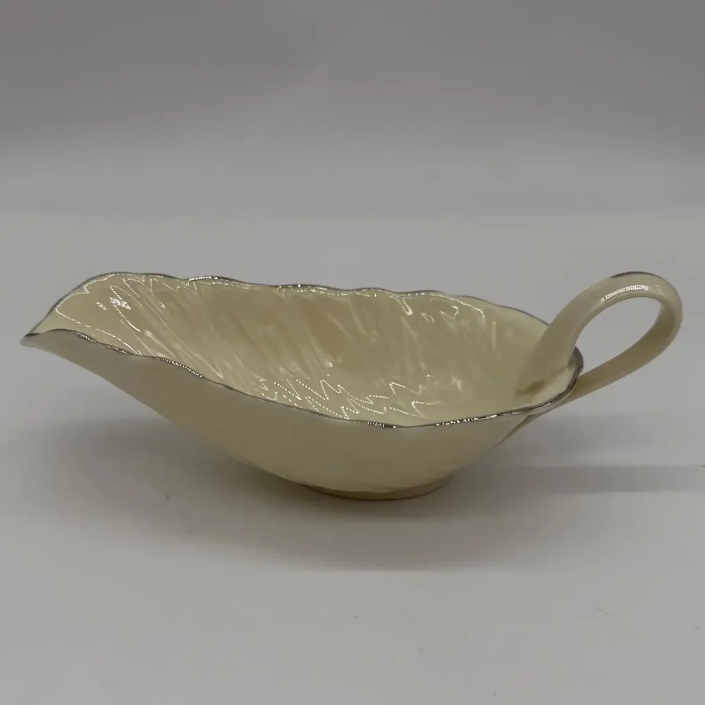 Lenox Repertoire Gravy Boat Bowl Sauce Dish Platinum Trim Ivory Dining China USA